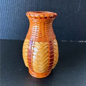 Small Woven Wicker Ratan Vase 6”